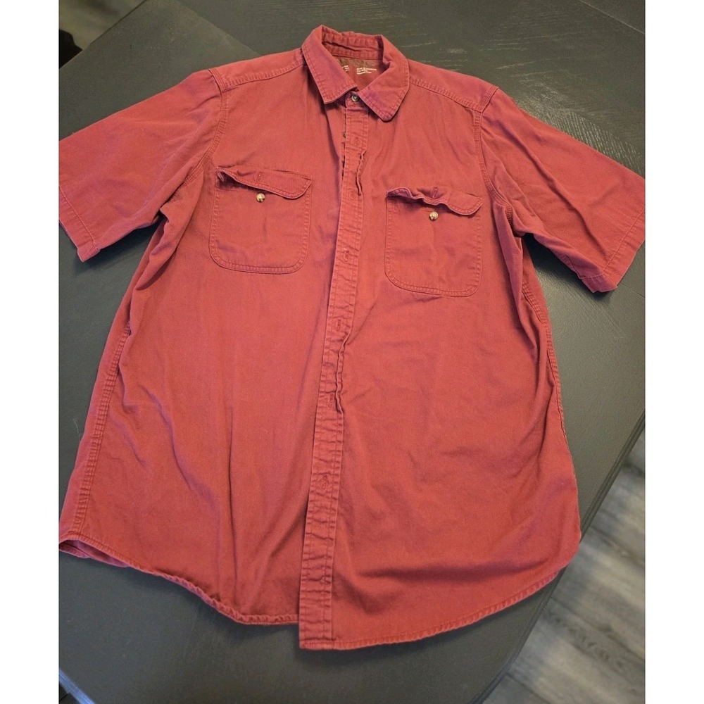 Boulder Creek Mens XL Tall Red Short Sleeve Cotton Button Down Work Shirt
